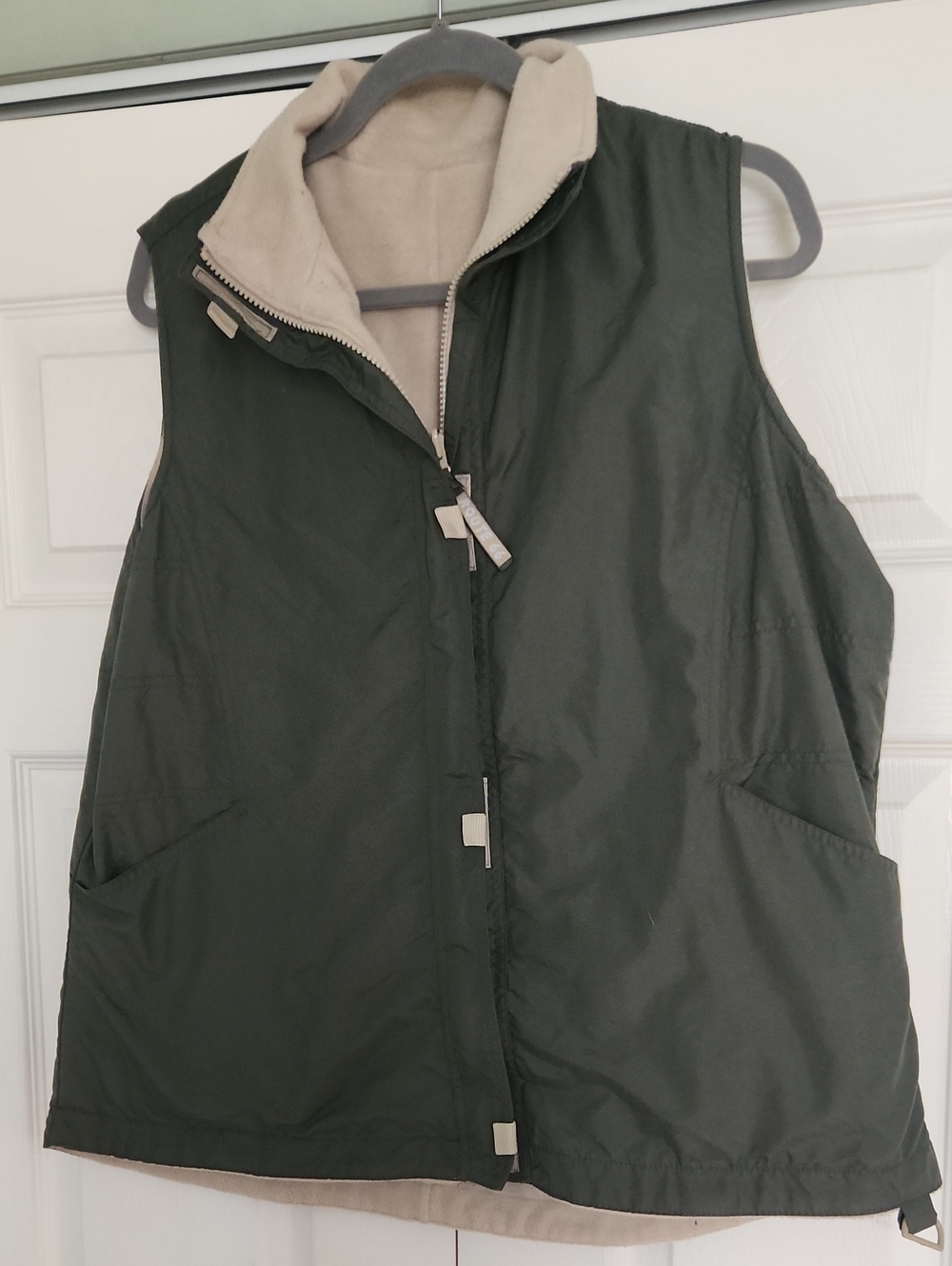 Route 66 Olive Green and Cream Reversible Women's Vest